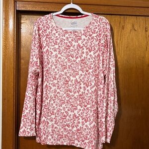 Croft & Barrow Red and White Floral Top